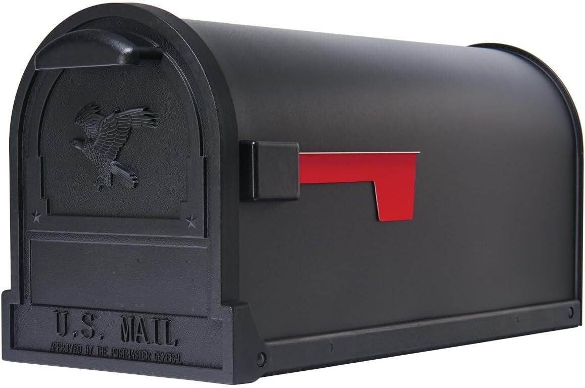 Stylish Large Capacity Post-Mount Mailbox in Galvanized Steel, Textured Black