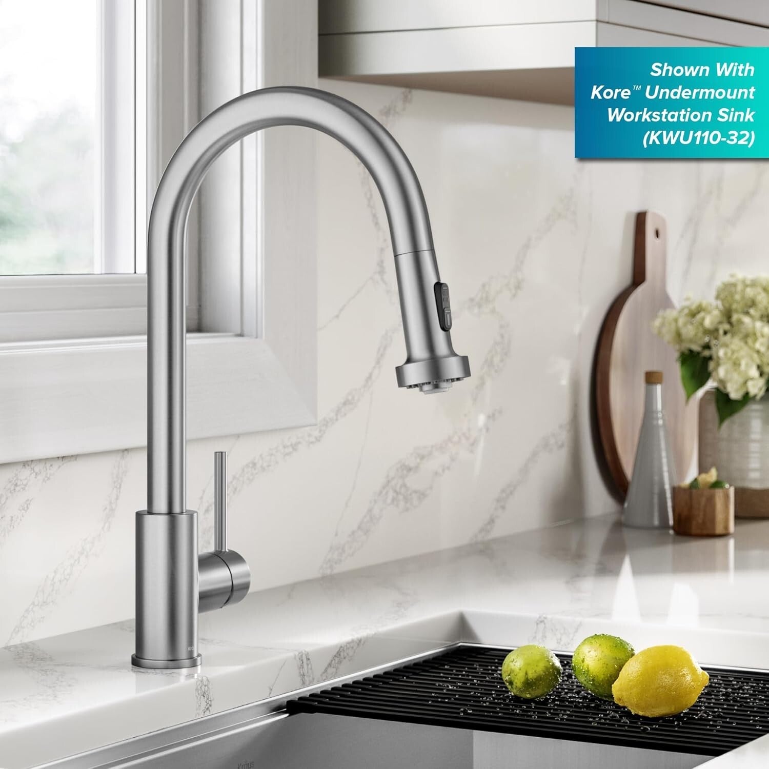 Contemporary ADA-Compliant Pull-Down Faucet with Spot-Free Stainless Finish