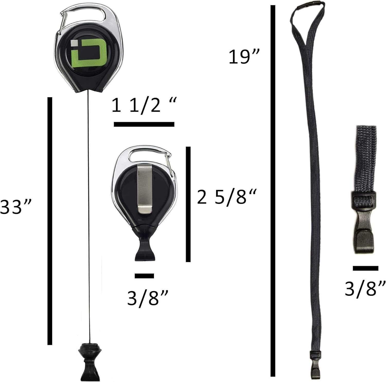 Durable Retractable Badge Lanyard and 2-Card Holder - RFID Protection, 5-Pack