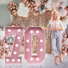 Load image into Gallery viewer, Large Modern Foam Pink Marquee Numbers 70 - Perfect for Birthday and Anniversary