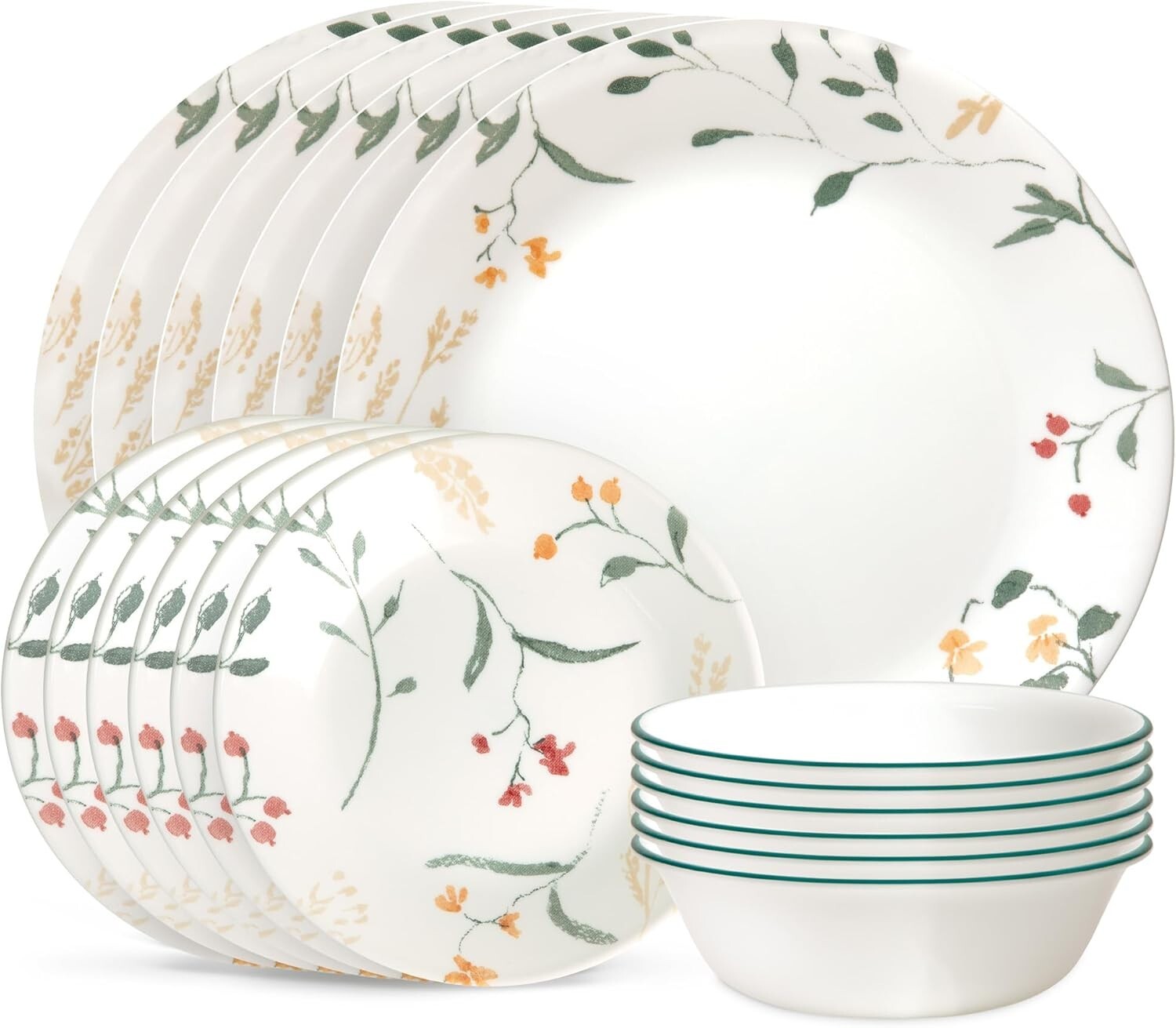 Durable 18-Piece Glass Dinnerware Set in Wildflower - Stylish Service for 6