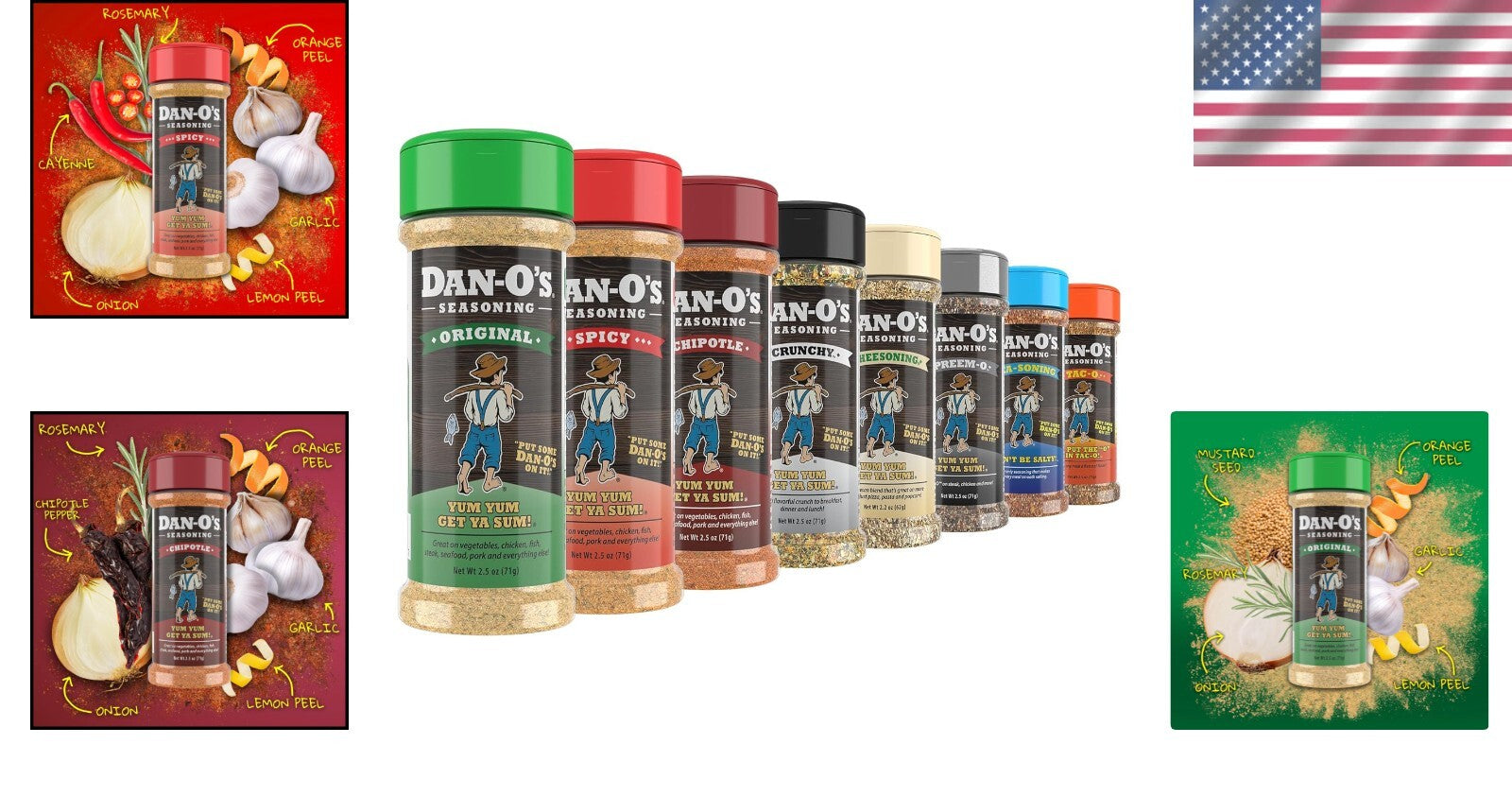 Dan-O's All-Natural Seasoning Bundle - 8 Unique Flavors for Healthy Cooking