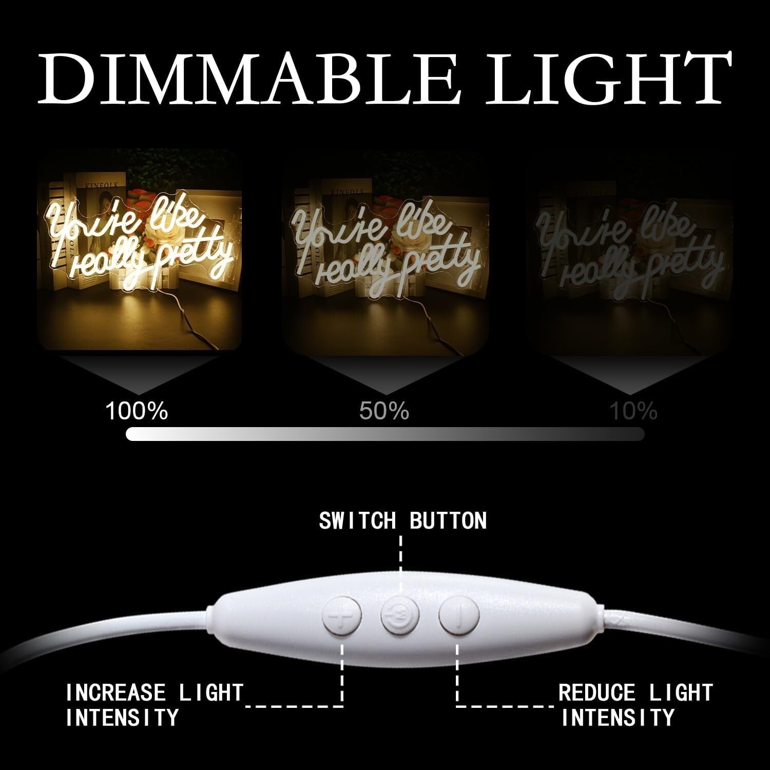 Elegant 'You're Like Really Pretty' Neon Light - Wall Mount with Hooks Included