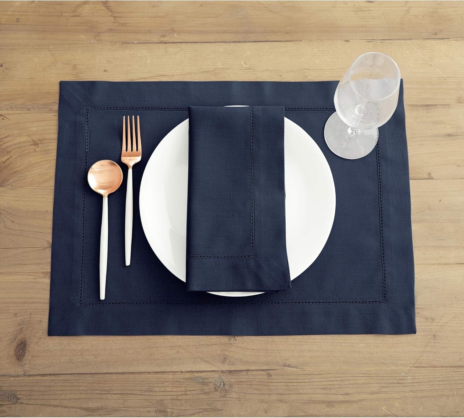 Elegant Navy Placemats Set of 6 - Handcrafted Cotton Linen for Every Occasion