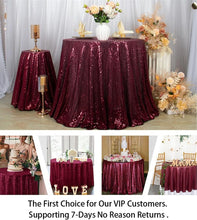 Load image into Gallery viewer, Luxurious 120-Inch Round Burgundy Sequin Tablecloth for Special Occasions