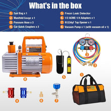 Load image into Gallery viewer, Versatile AC Vacuum Pump &amp; Gauge Set with Leak Detection for R1234yf Systems