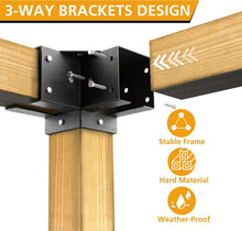 Load image into Gallery viewer, Retro Black Silver Pergola Brackets for 4x4 Posts - Rust Resistant 90° Angle
