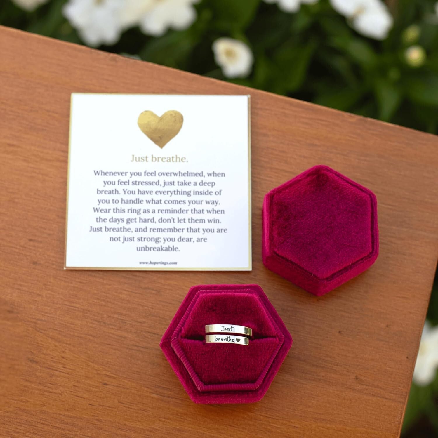 Stylish Just Breathe Ring – Adjustable and Skin-Friendly Stainless Steel Jewelry