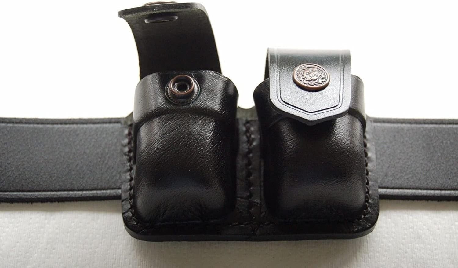 Genuine Cowhide Leather Double Speedloader Carrier for .38 Special & 357 Magnum