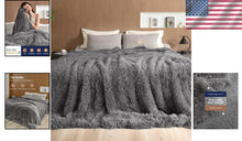 Load image into Gallery viewer, Super Soft King Size Grey Faux Fur Throw Blanket – Cozy Comfort for All Seasons