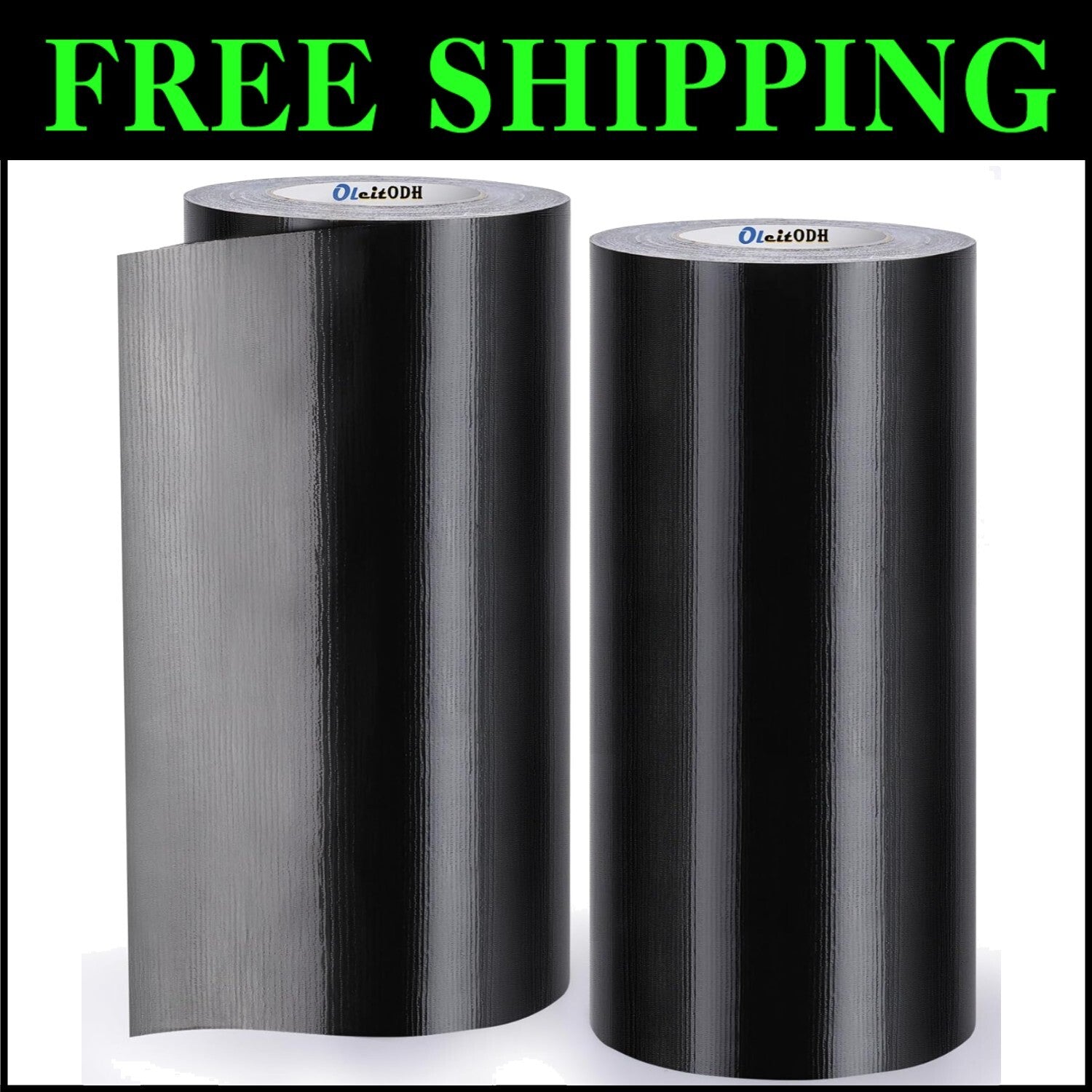 Black Duct Tape 12 Inch, 2 Rolls of Flexible All-Weather Adhesive for Repairs