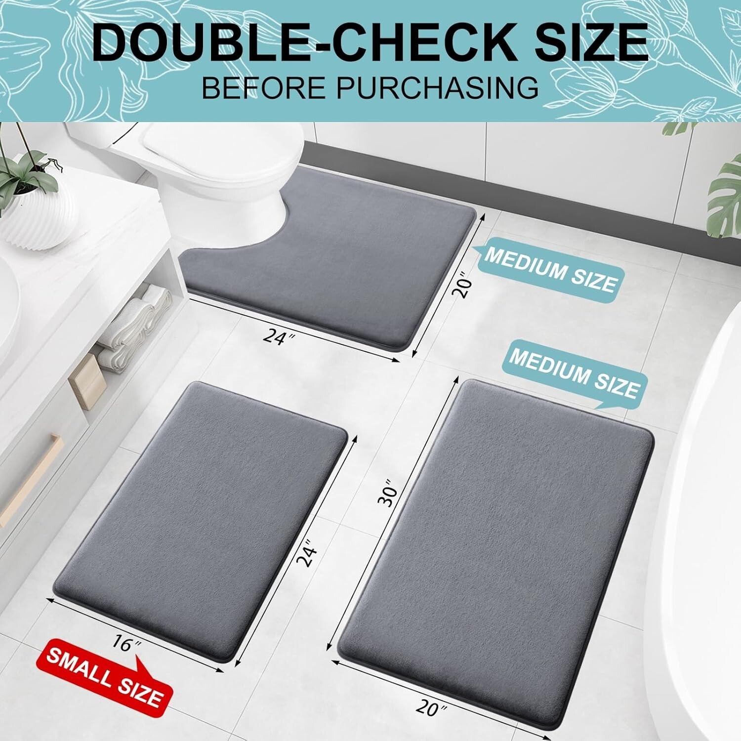 Stylish Non-Slip Memory Foam Bath Runner 70'' x 24'' - Soft Flannel Finish