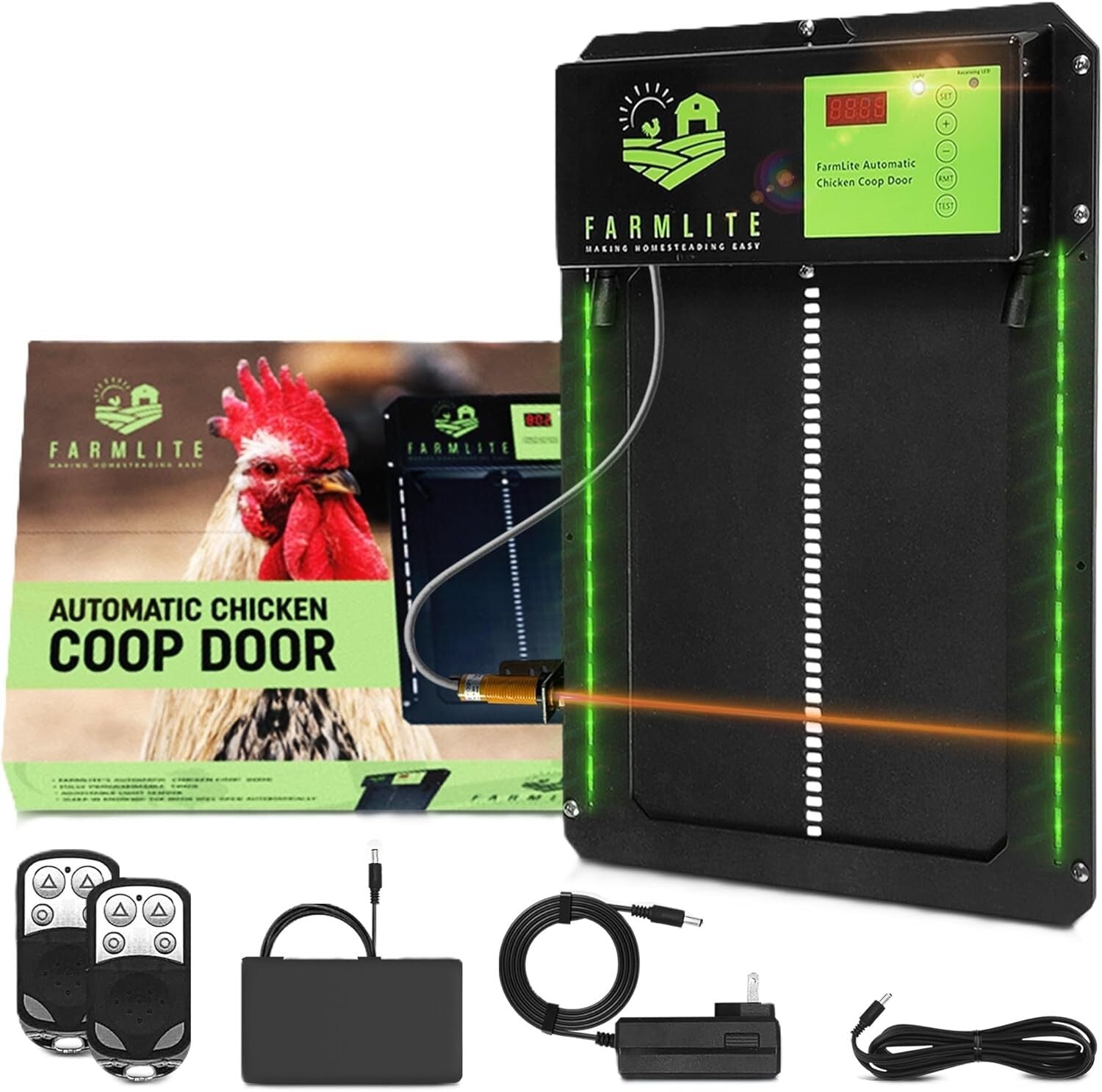 Automatic Chicken Coop Door with Timer & Light Sensor - Weather Resistant