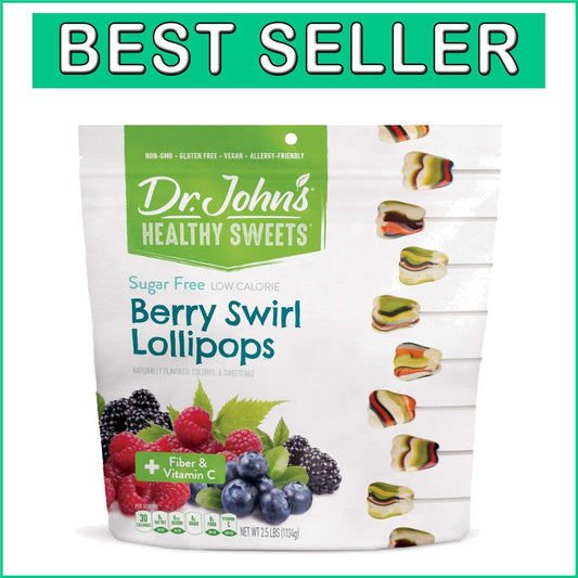 Dr. John’s Sugar-Free Keto-Friendly Lollipops – 150 Count Berry Swirl Delights