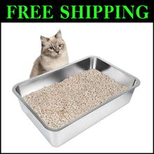 Load image into Gallery viewer, 23.5"L x 15.5"W Stainless Steel Cat Litter Box | Anti-Slip, Odor-Free Design
