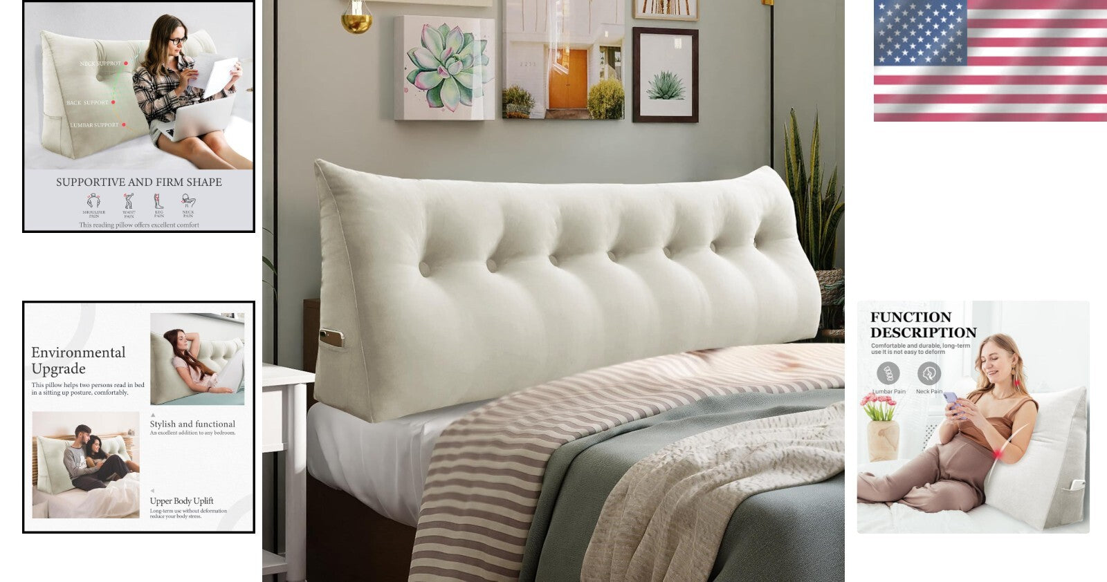 Large 76-Inch King Wedge Pillow for Reading & Relaxation - Soft Velvet Design