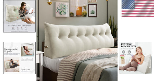 Large 76-Inch King Wedge Pillow for Reading & Relaxation - Soft Velvet Design