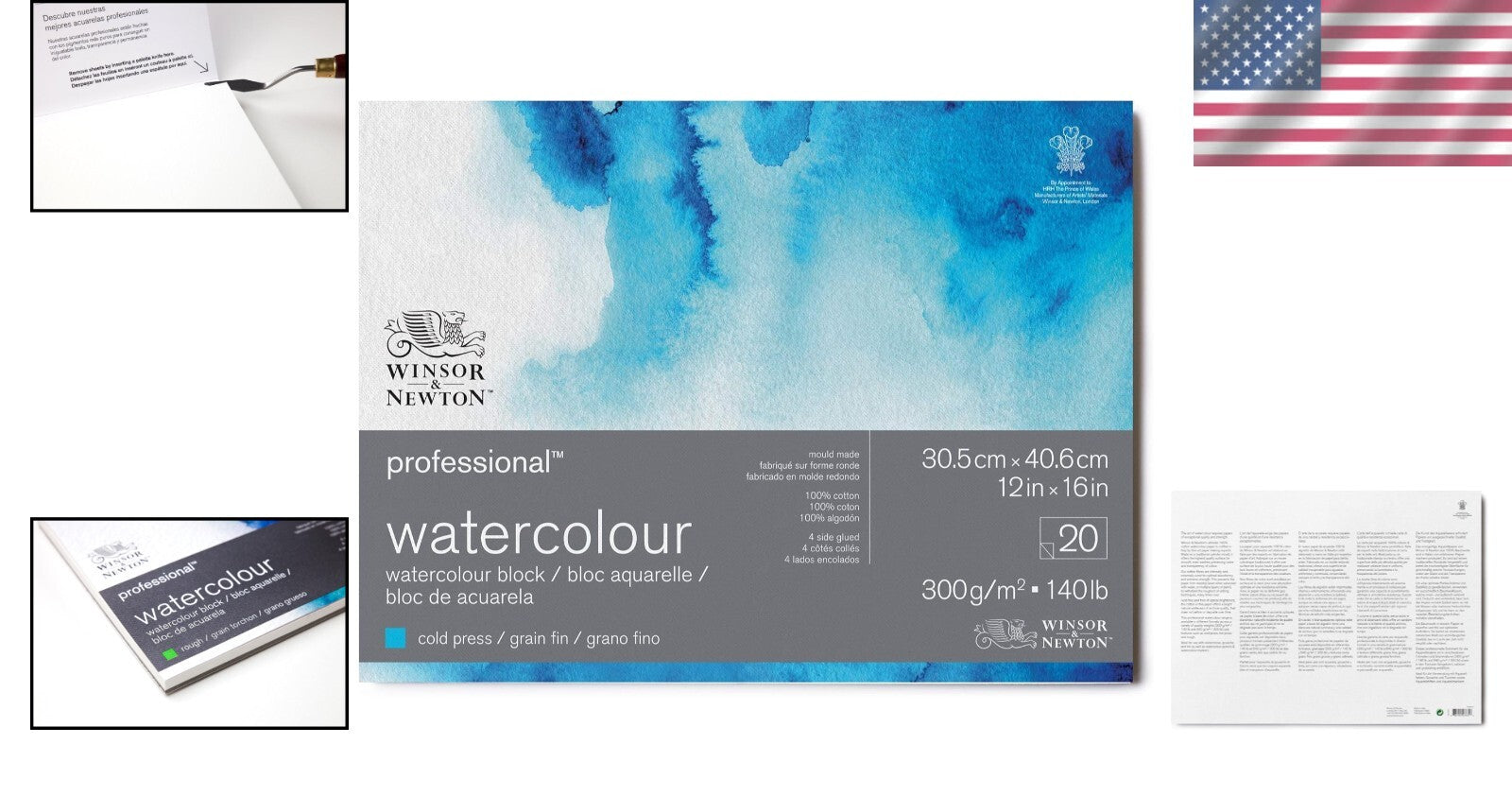 Lightweight Cold Pressed Watercolor Paper Block, 12"x16", 67lb Weight, 20 Sheets