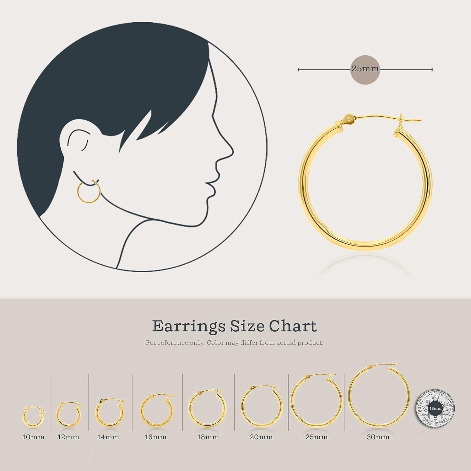 Hypoallergenic 14k Gold Huggie Hoops - Stylish 25mm Earrings for Any Occasion