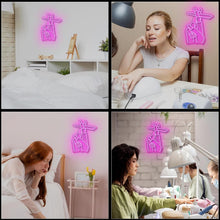 Load image into Gallery viewer, DIY Wall-Mounted Pink Hand Neon Sign with Chain and Hooks - Stylish Display