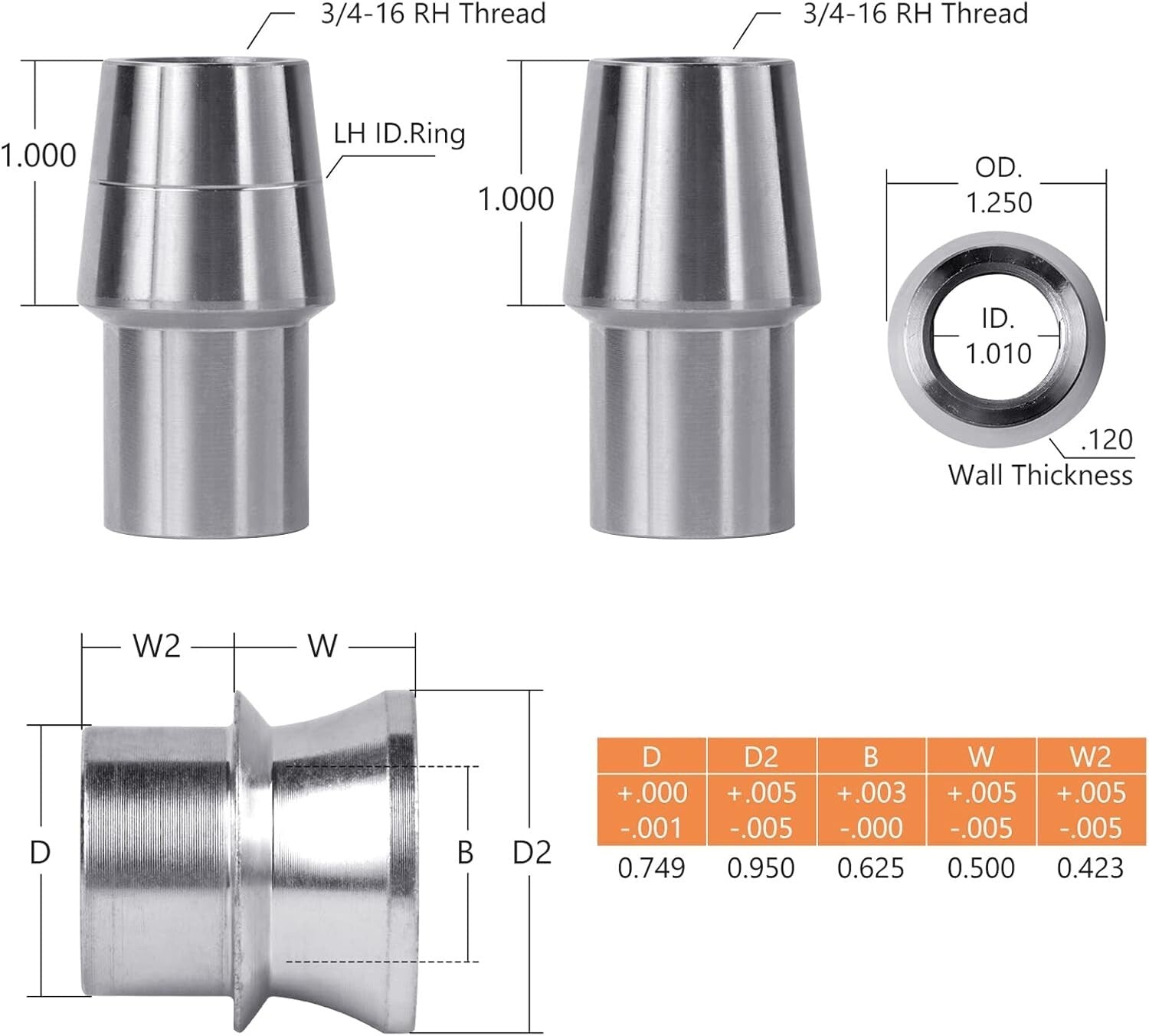 Versatile 3/4" Right & Left Hand Thread Heim Joint Kit with Jam Nuts & Adapters