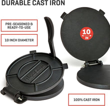 Load image into Gallery viewer, Heavy-Duty 10-Inch Tortilla Maker with Bonus Parchment Paper &amp; Recipe E-Book