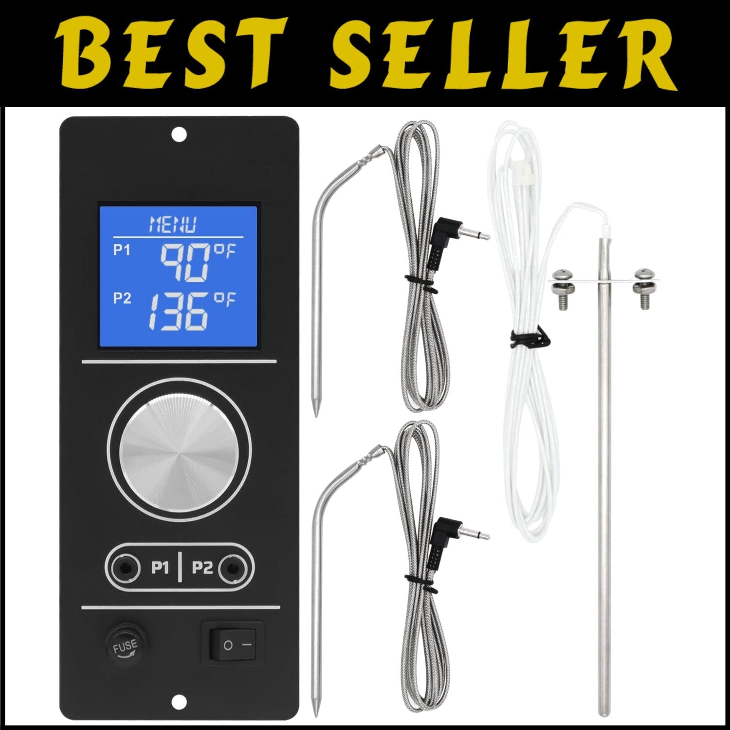 RTD Sensor Digital Thermostat for Camp Chef Pellet Grills with Dual Probe Setup