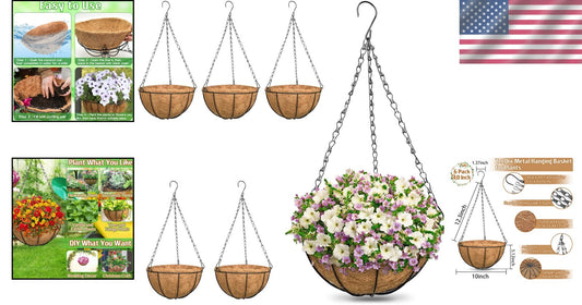 Customizable 10-Inch Metal Hanging Plant Baskets – Perfect for Floral Displays