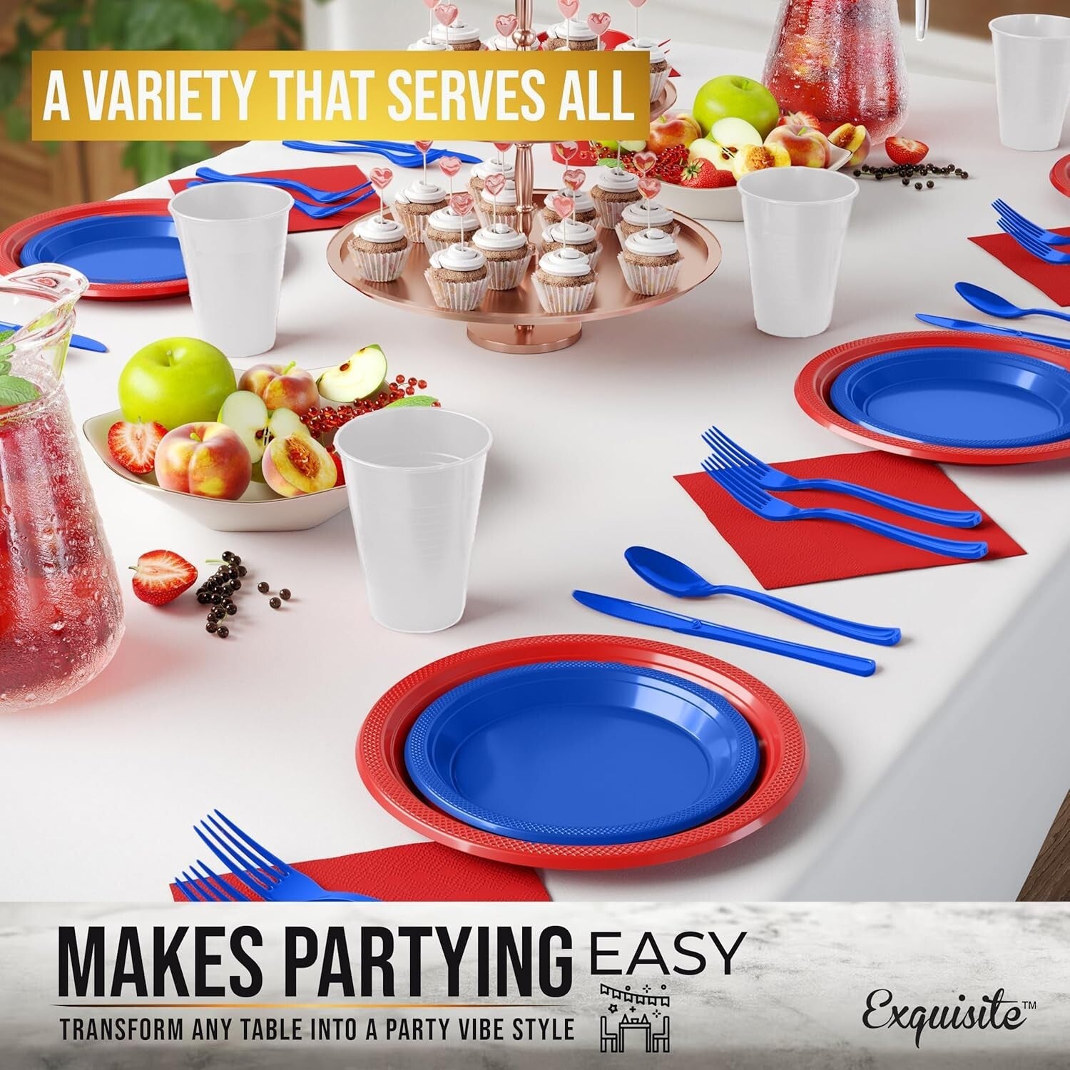 BPA-Free Patriotic Plates & Cups Set - 350 Pcs for Safe 4th Of July Celebrations