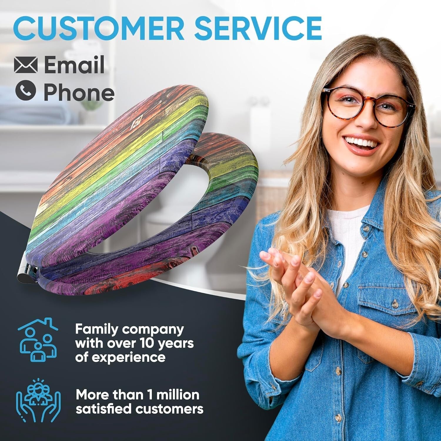 Eye-Catching Rainbow Toilet Seat – Soft Close, Quick Installation, Round