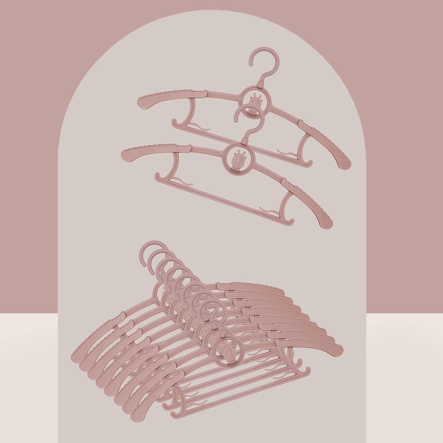 50 Adjustable Toddler Hangers with 360° Hook - Non-Slip Baby Clothes Solution