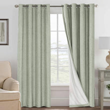 Load image into Gallery viewer, Chic Sage Green 84” Blackout Curtains - Noise Reducing Linen Look with Grommets