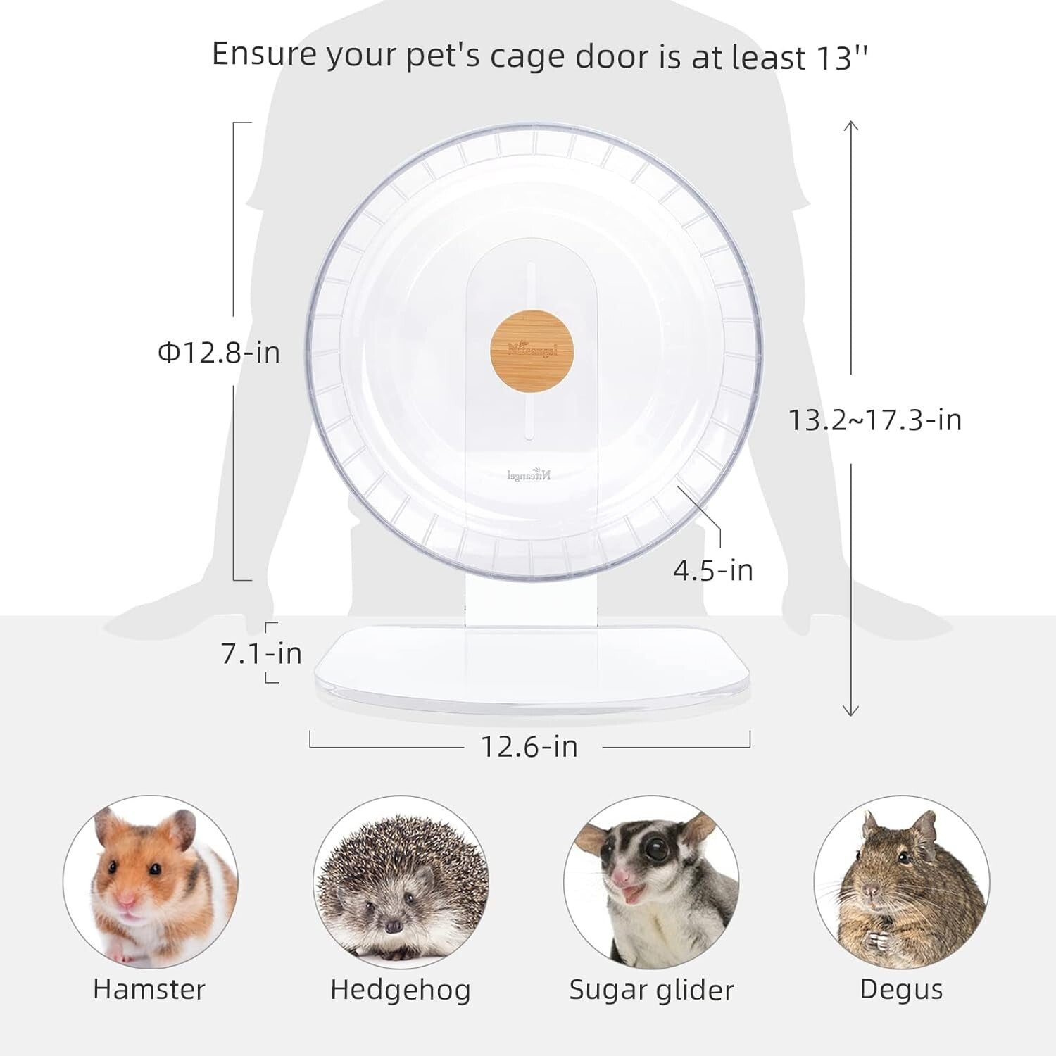 Extra Large Quiet Hamster Exercise Wheel with Adjustable Stand for Small Pets
