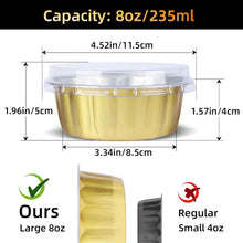 Load image into Gallery viewer, Professional-Grade 120-Pack Gold Round Baking Cups with Lids - 8oz Capacity