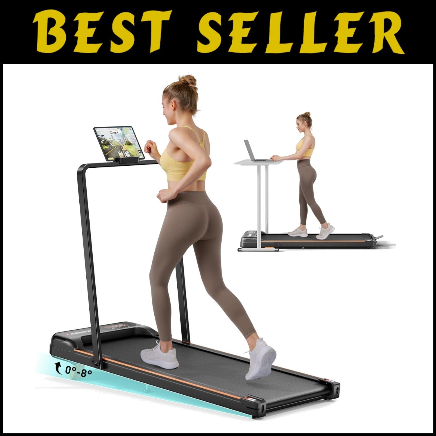 Foldable Walking Pad Treadmill with Remote Control & LED Display for Home Office
