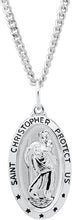 Load image into Gallery viewer, Elegant Saint Christopher Pendant Necklace in Sterling Silver - 20" Curb Chain