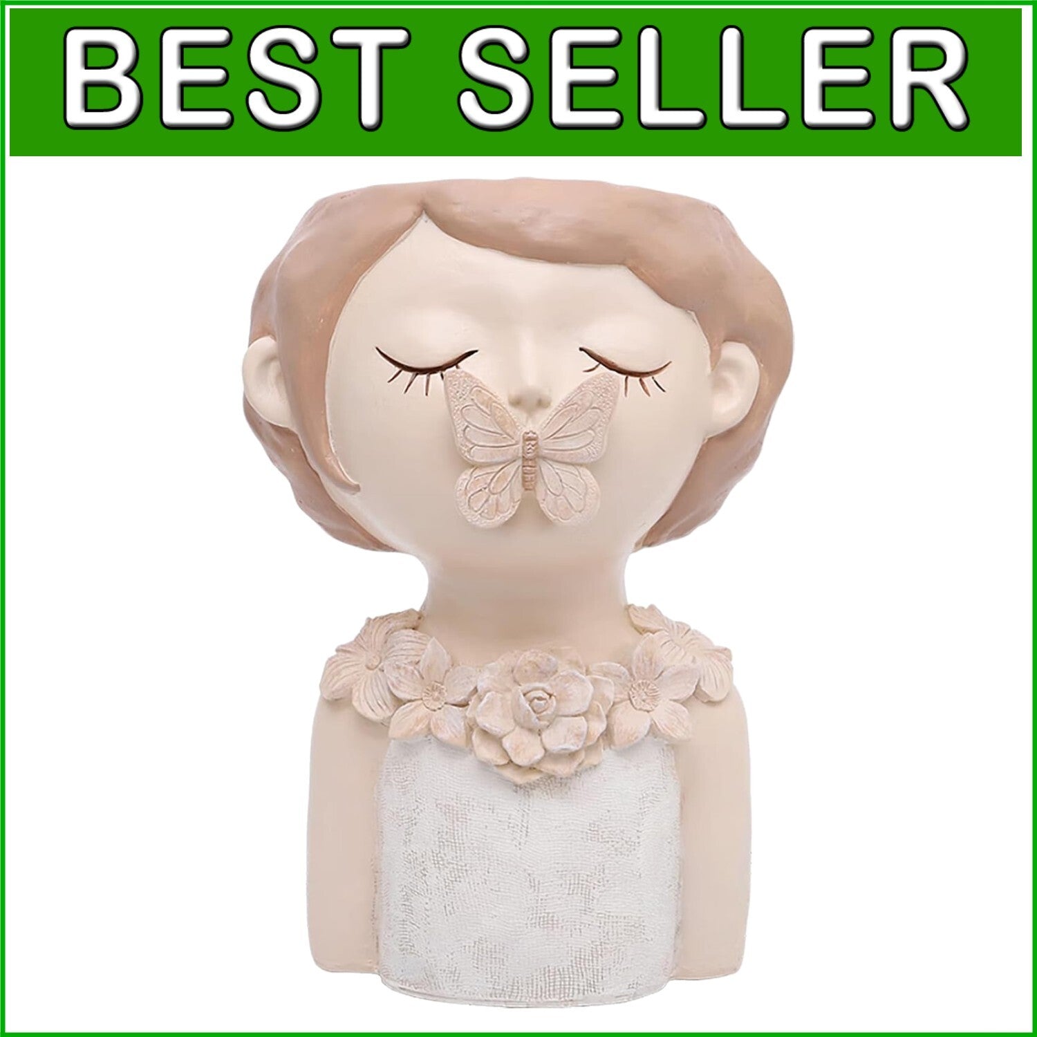 Cute Cartoon Girl Resin Flower Pot - Perfect for Succulents Indoors & Outdoors