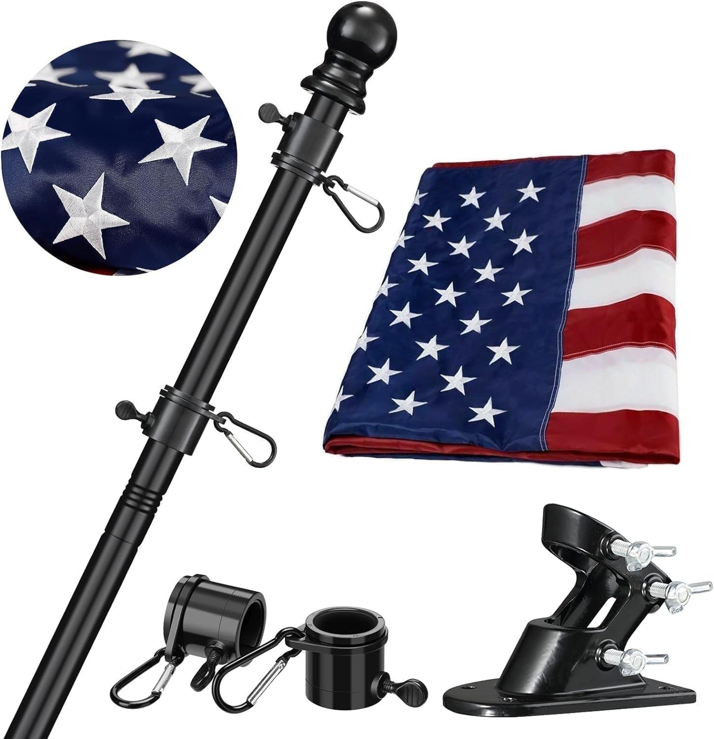 Durable Outdoor Flag Kit - 4x6 Embroidered Flag with 6ft Rust-Resistant Pole