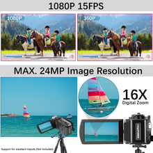 Load image into Gallery viewer, Compact 24MP Video Camera with 270° Rotating Screen &amp; Dual Batteries Included