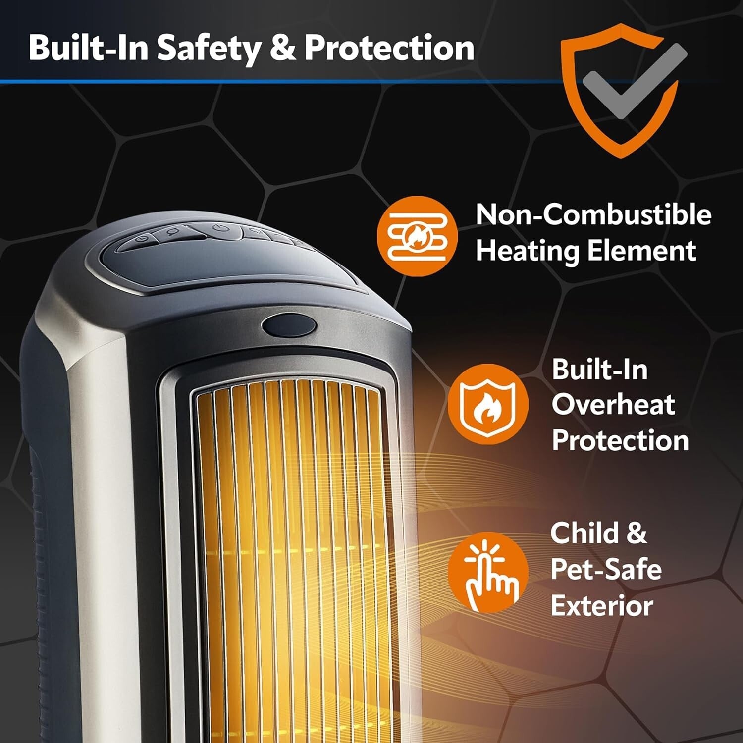 Efficient Widespread Oscillating Tower Heater with Adjustable Thermostat & Timer