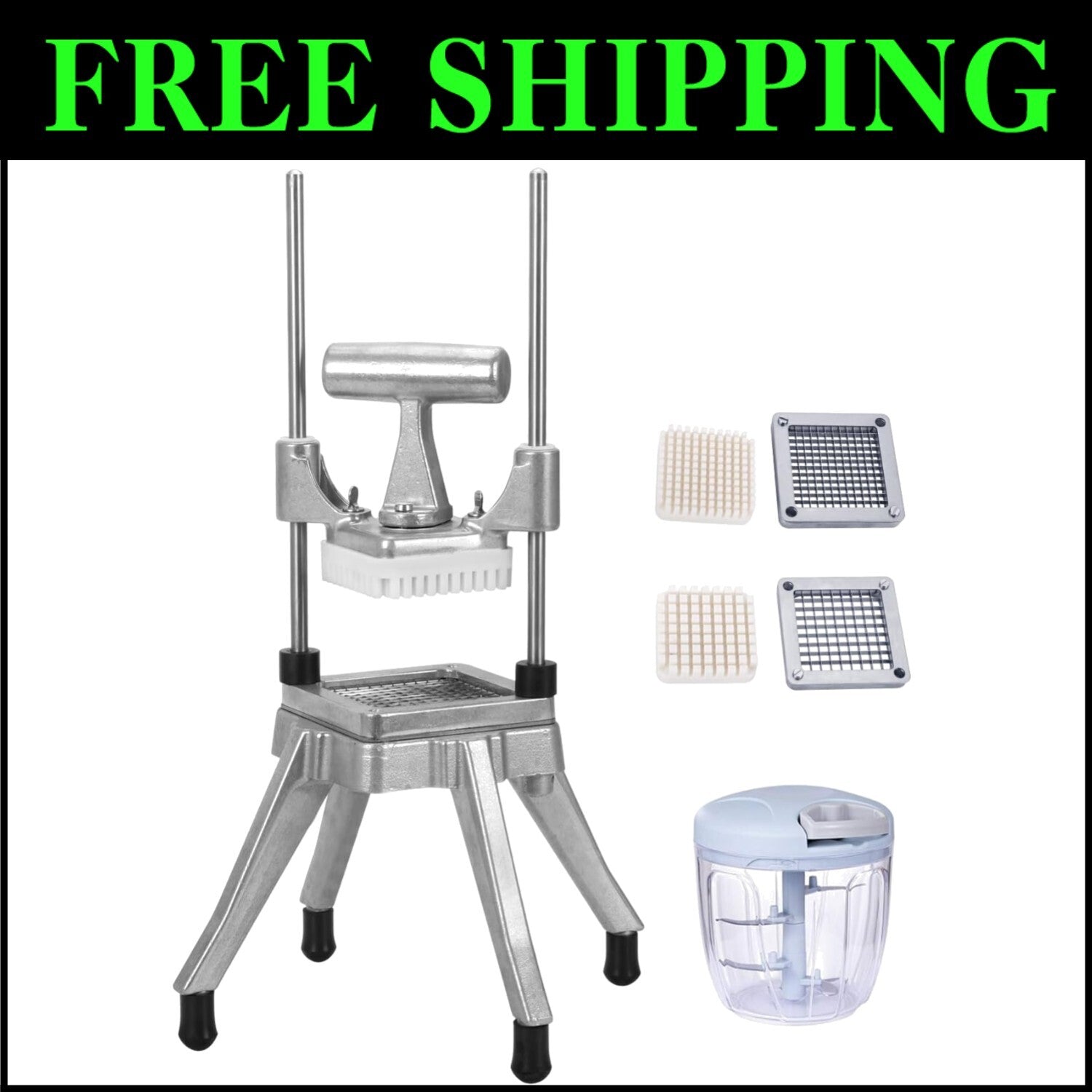 Heavy-Duty Commercial Vegetable Chopper with Stainless Steel Blades - 1/4" & ...