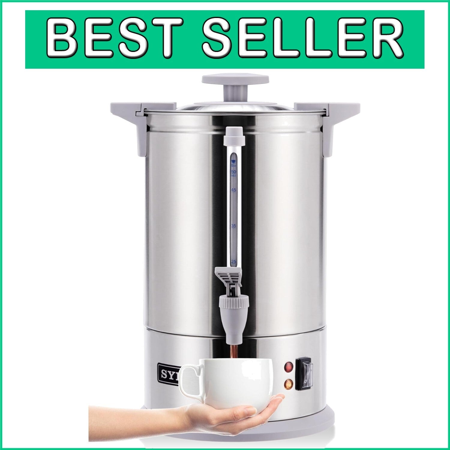 50-Cup Capacity Stainless Steel Percolator Coffee Maker for Catering Excellence