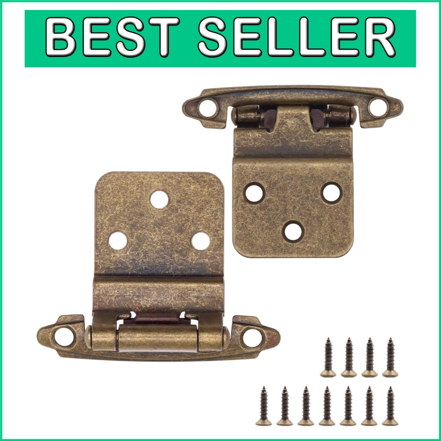 Durable Antique Brass Self-Closing Hinges - 30 Pairs for Kitchen & Bath Cabinets