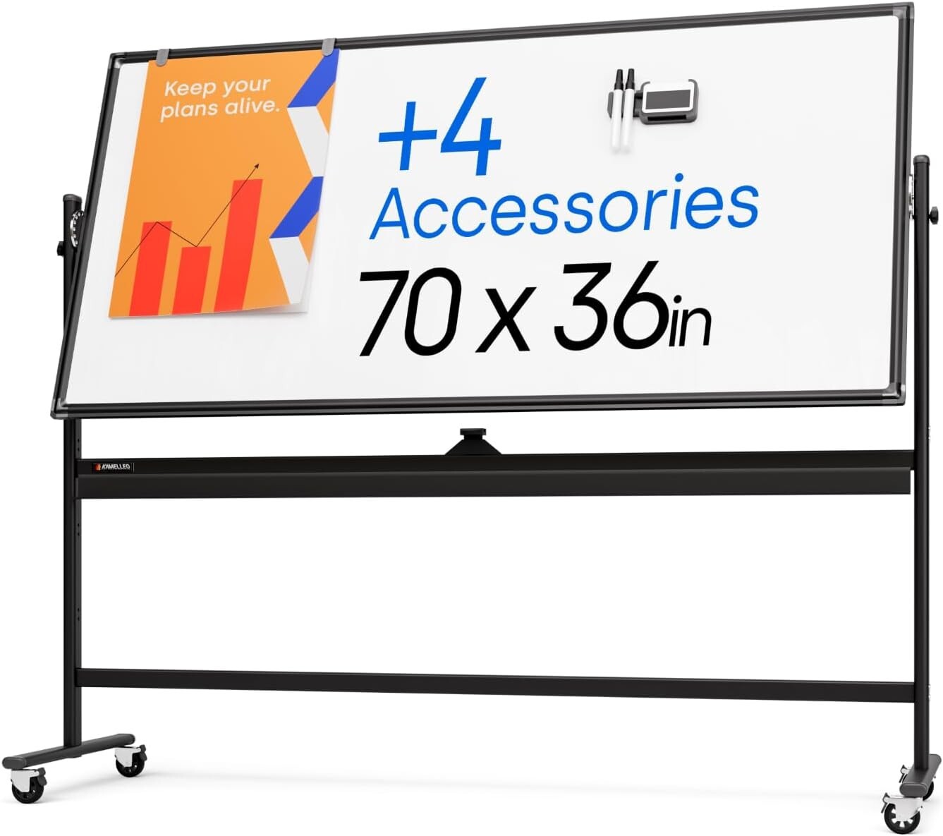 Versatile 70x36 Double-Sided Whiteboard on Wheels - Perfect for Home & Office