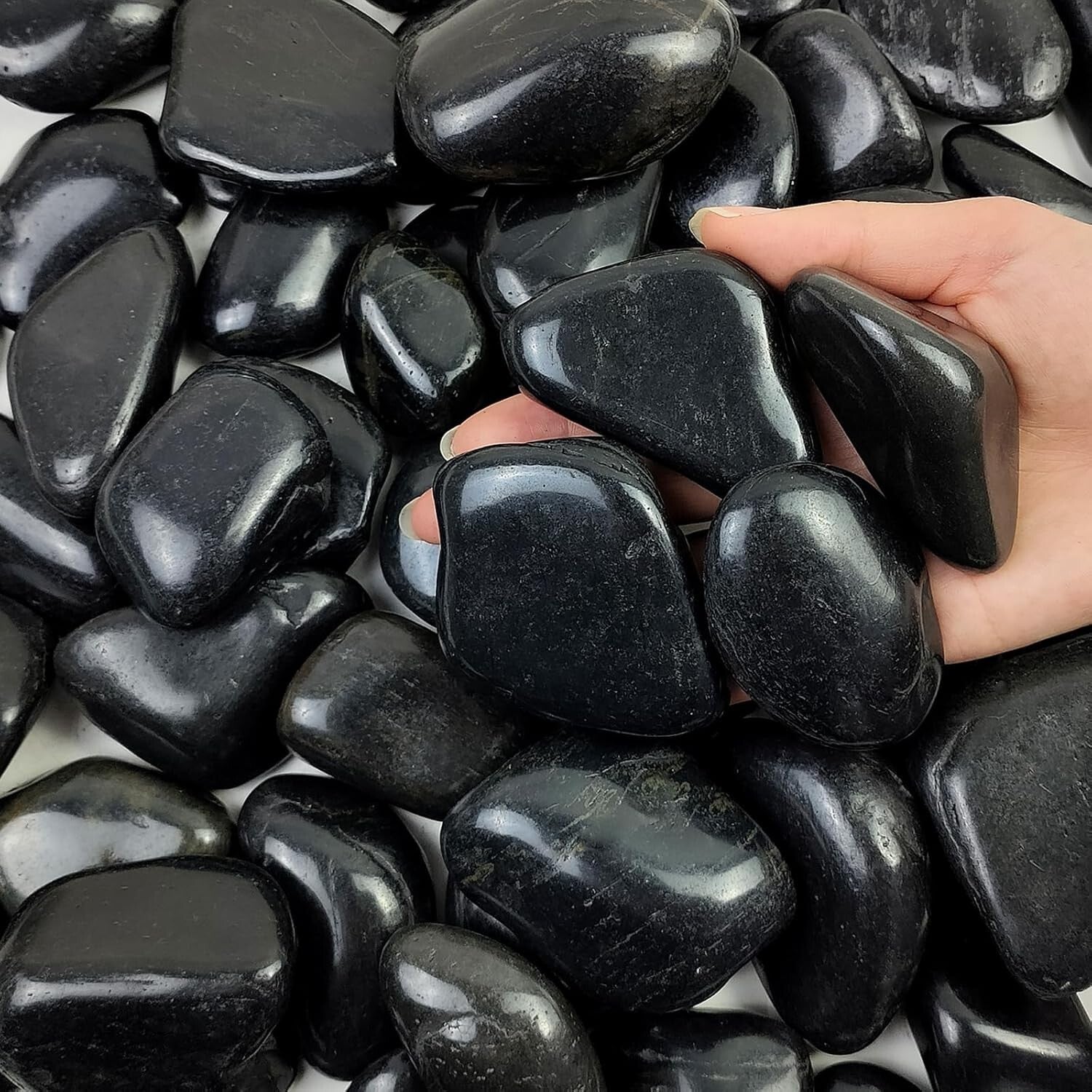 Premium Black River Pebbles - 40lbs for Aquariums, Gardens & Planters - 2-3 Inch