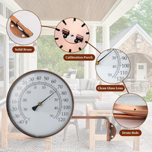 Load image into Gallery viewer, Weather-Resistant 6-Inch Brass Thermometer with Swivel Bracket for Easy Reading