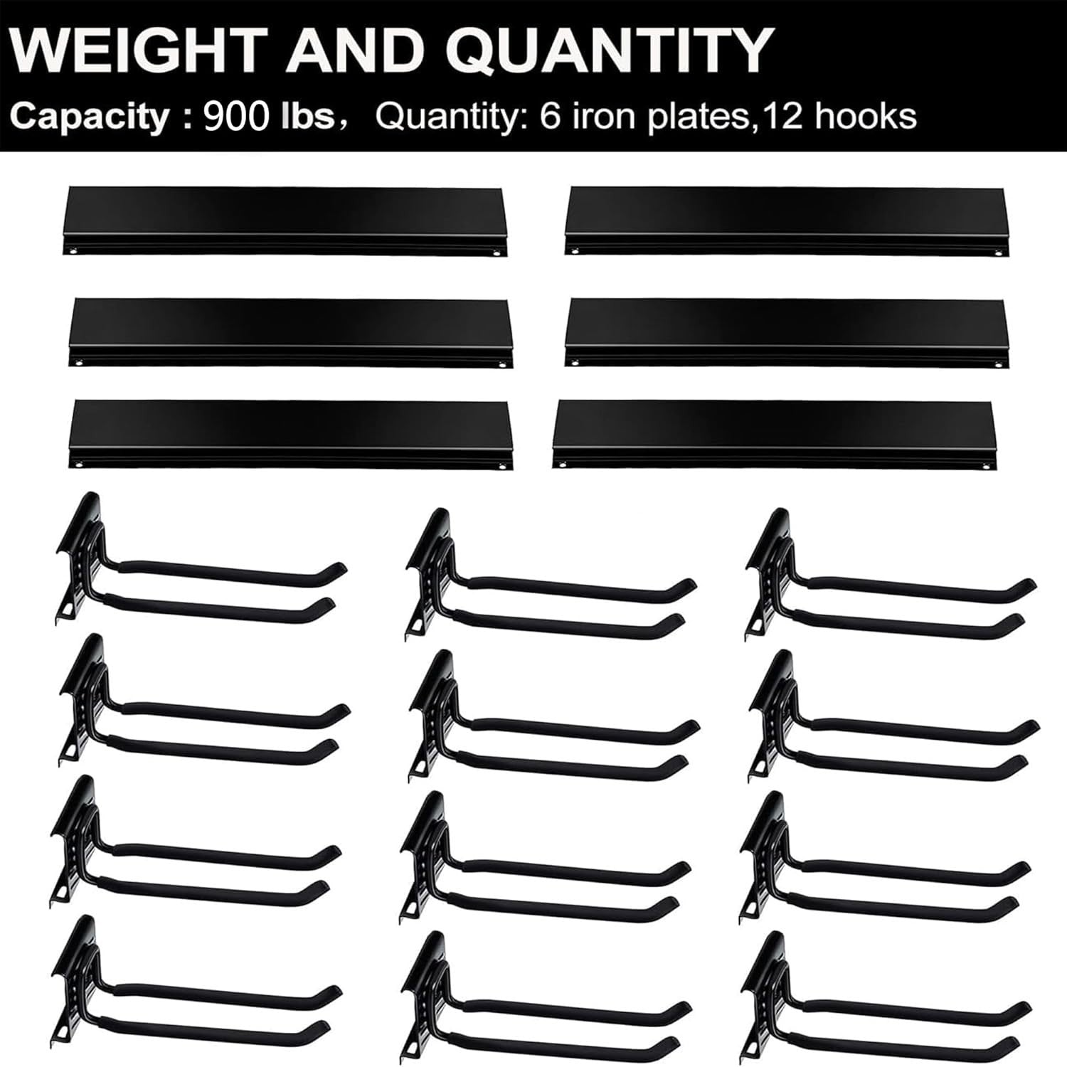 Durable Wall Mount Garden Tool Rack with Adjustable Hooks & Heavy Load Capacity