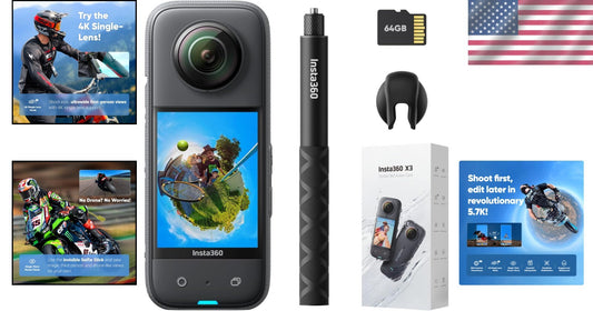 Stunning 360 Action Camera with 5.7K HDR Video, Invisible Selfie Stick & 4K Mode