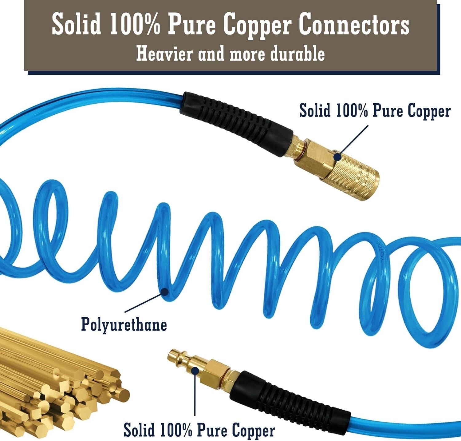 Versatile 25 ft Polyurethane Air Compressor Hose - Quick Connect & High Pressure