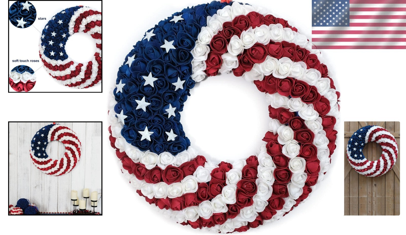 Stunning Handcrafted 18-Inch Patriotic Wreath - Perfect for Memorial Day
